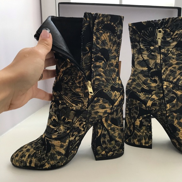 ASH “Flora” Metallic Jacquard Dress Boots - Picture 2 of 8